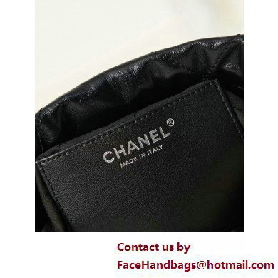 Chanel Shiny Calfskin  &  Silver-Tone Metal CHANEL 22 Mini Handbag AS3980 Black